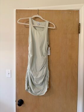 Aritzia Light Sage Green Ruched Mini Dress